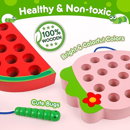 Miniatura 3 de NAODONGLI 4 juguetes de madera, juguetes de cordones para niños pequeños de 3 a 5 años, actividades de avión para niños pequeños, juguetes de viaje