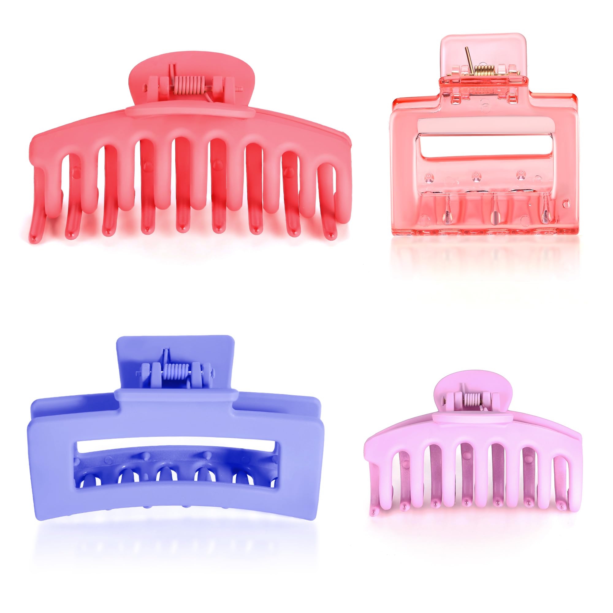LILIE&WHITE4PCS Mix Colors Hair Claw Clips with Different Sizes Hair Accessories for Women for Thin to Thick Curly Hair