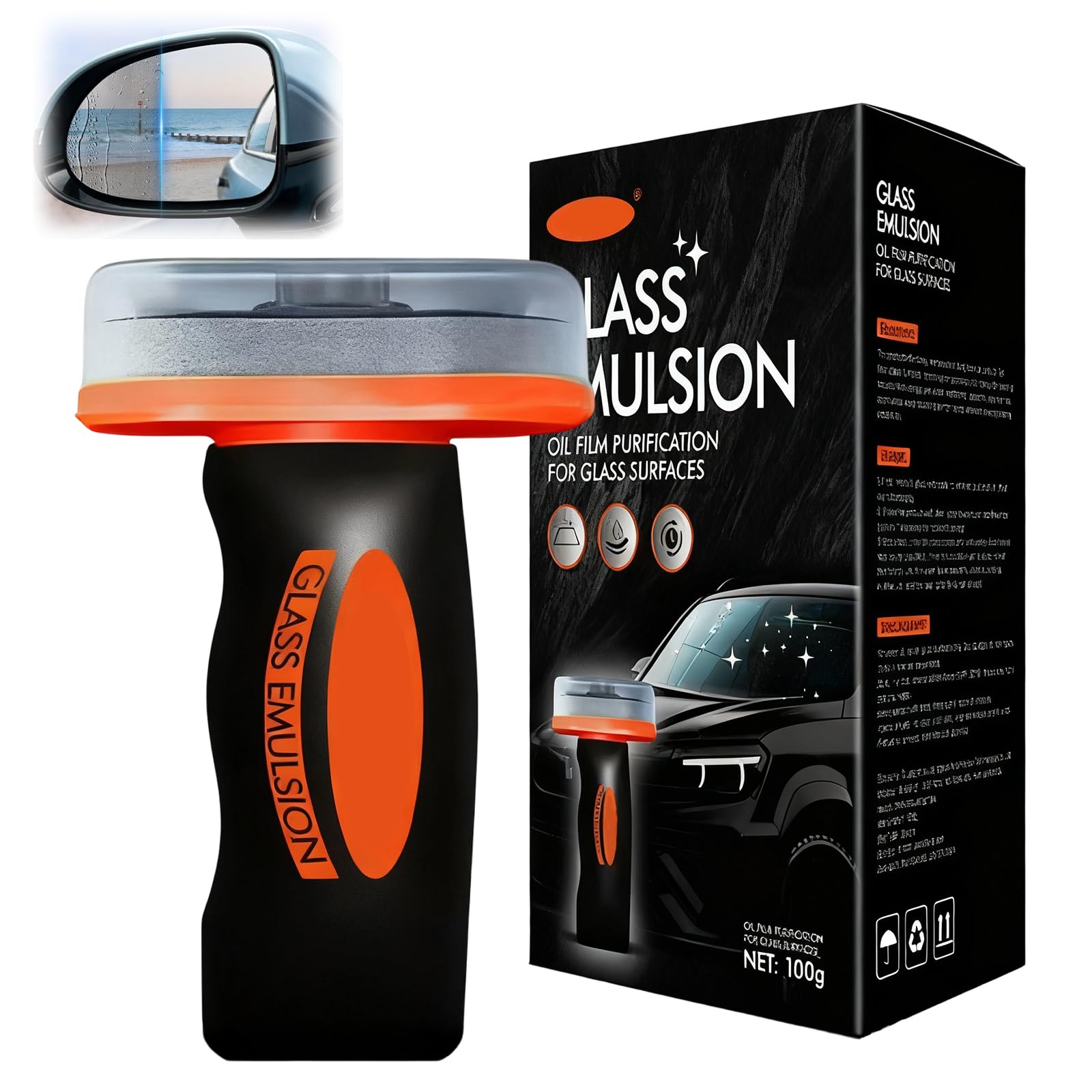 Hand-Held Glass Emulsion Cleaner, 100g Car Windshield Oil Film Remover, Handheld Glass Oil-Film Remover, für Fenster, Spiegel und Glasoberflächen, Improves Visibility & Safe Driving