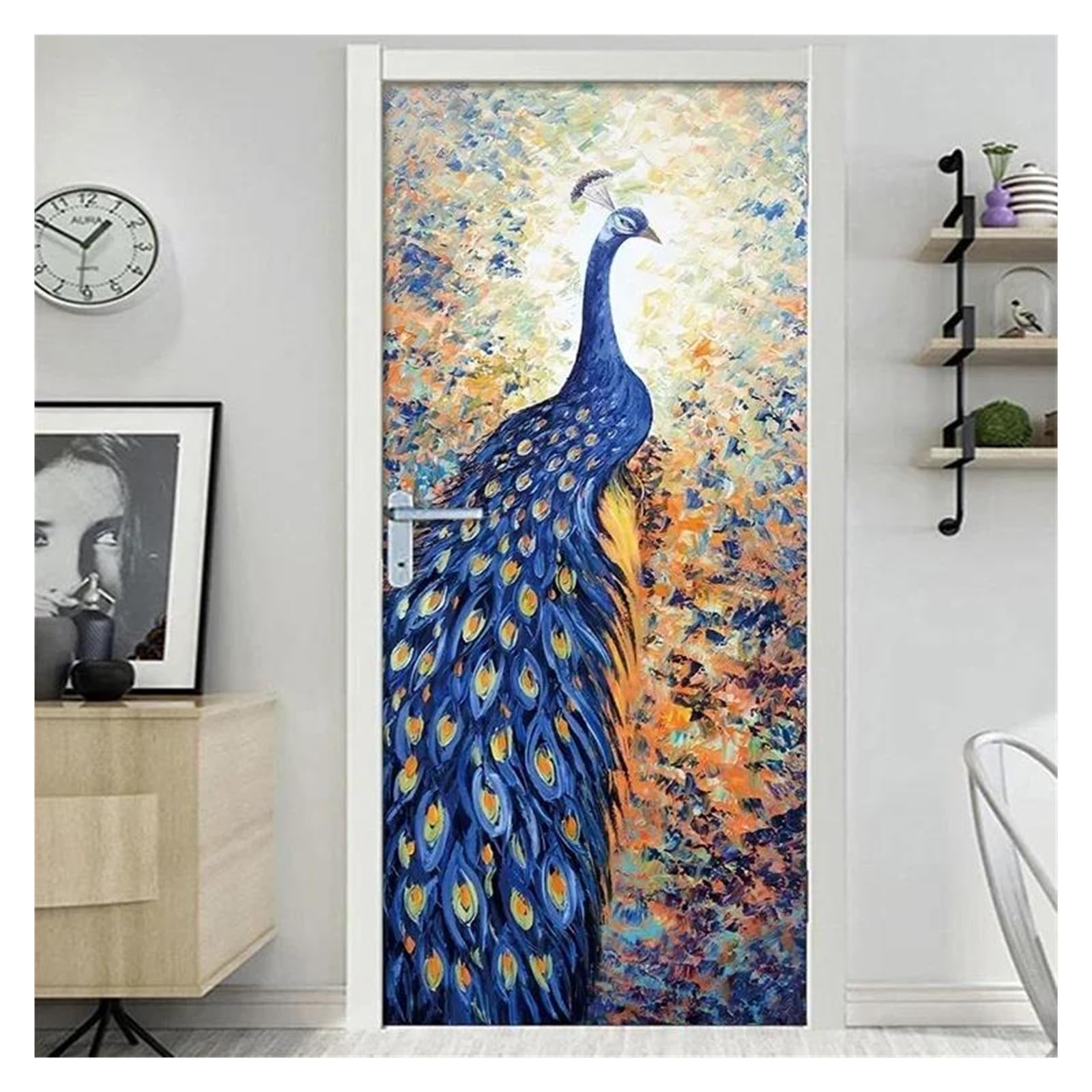 Stickers de porte jungle et fleurs 40x120cm pour déco maison
