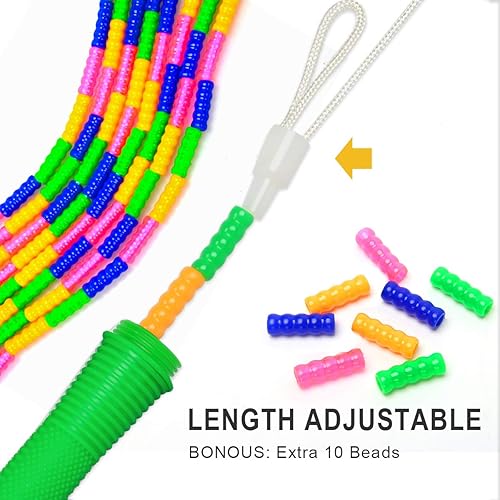 Miniatura 4 de Coolrunner Cuerda de saltar de 16 pies de largo (paquete de 2), cuerda de saltar holandesa doble, cuerda de saltar con cuentas suaves para niños y