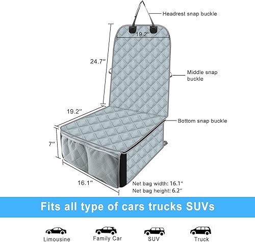 Miniatura 6 de Bark Lover Funda de asiento para perro para asiento delantero, protector de asiento impermeable duradero, resistente a los arañazos y