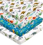 4 Pack Baby Boy Crib Sheets Set Soft Fitted Construction Truck or Dinosaur Theme Baby Boy Mattress Covers Breathable Toddler Sheets for Infant or Newborn Boys (Construction, Crib Sheets)