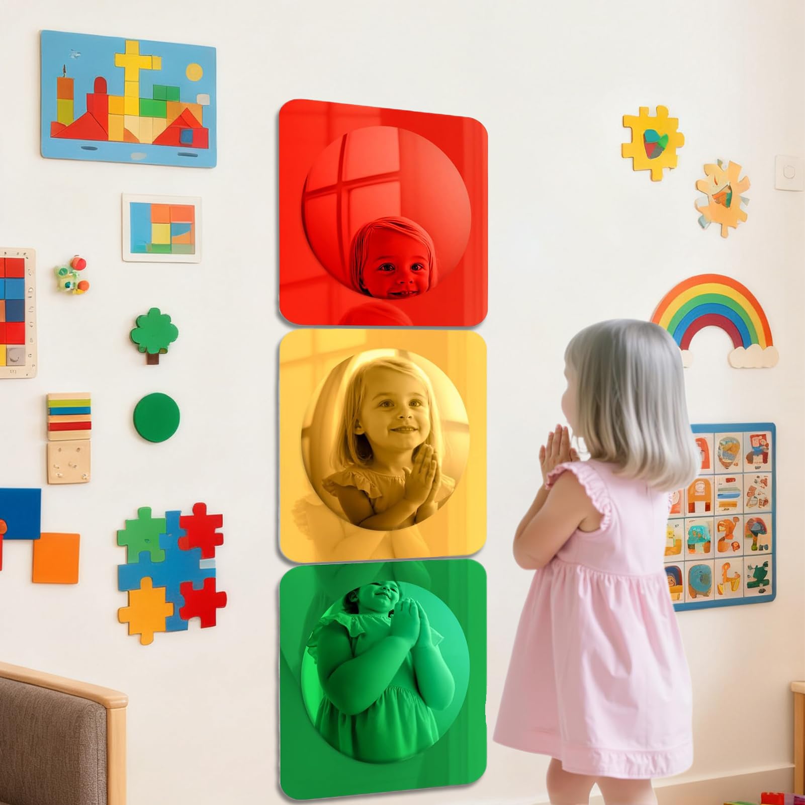 3pcs Sensory Wall Mirror, 10x10in Acrylic Bubble Mirror Wall Decoration, Sensory Room Have Visual For Kids Preschool Playroom Daycare Tactile Stimulation, Feelings Exploration Tactile Stimulation