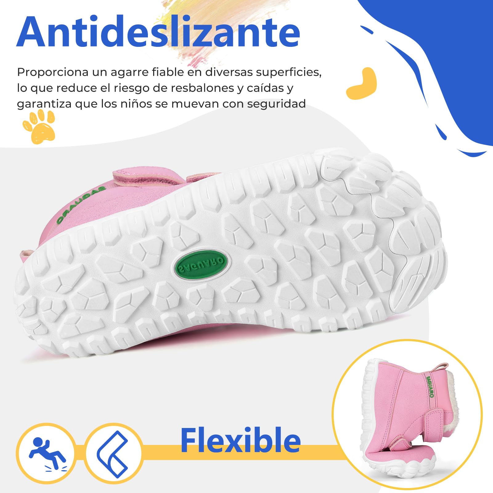 SAGUARO Zapatillas Barefoot Niño Niña Botas Nieve Abrigadas Ligera, 24-36