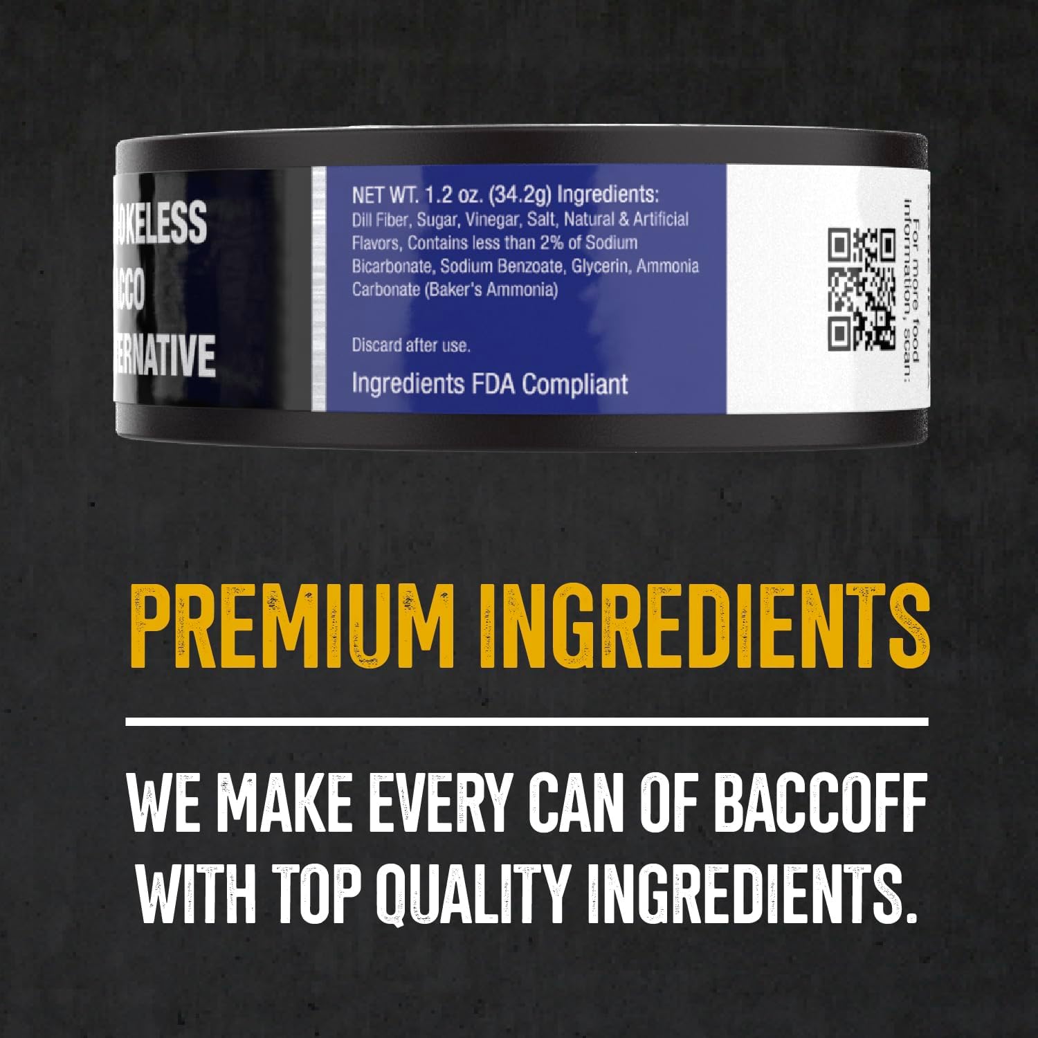 10 Cans, BaccOff, Classic Mint Long Cut, Bold and Icy Mint Flavor, Realistic Moist Alternative