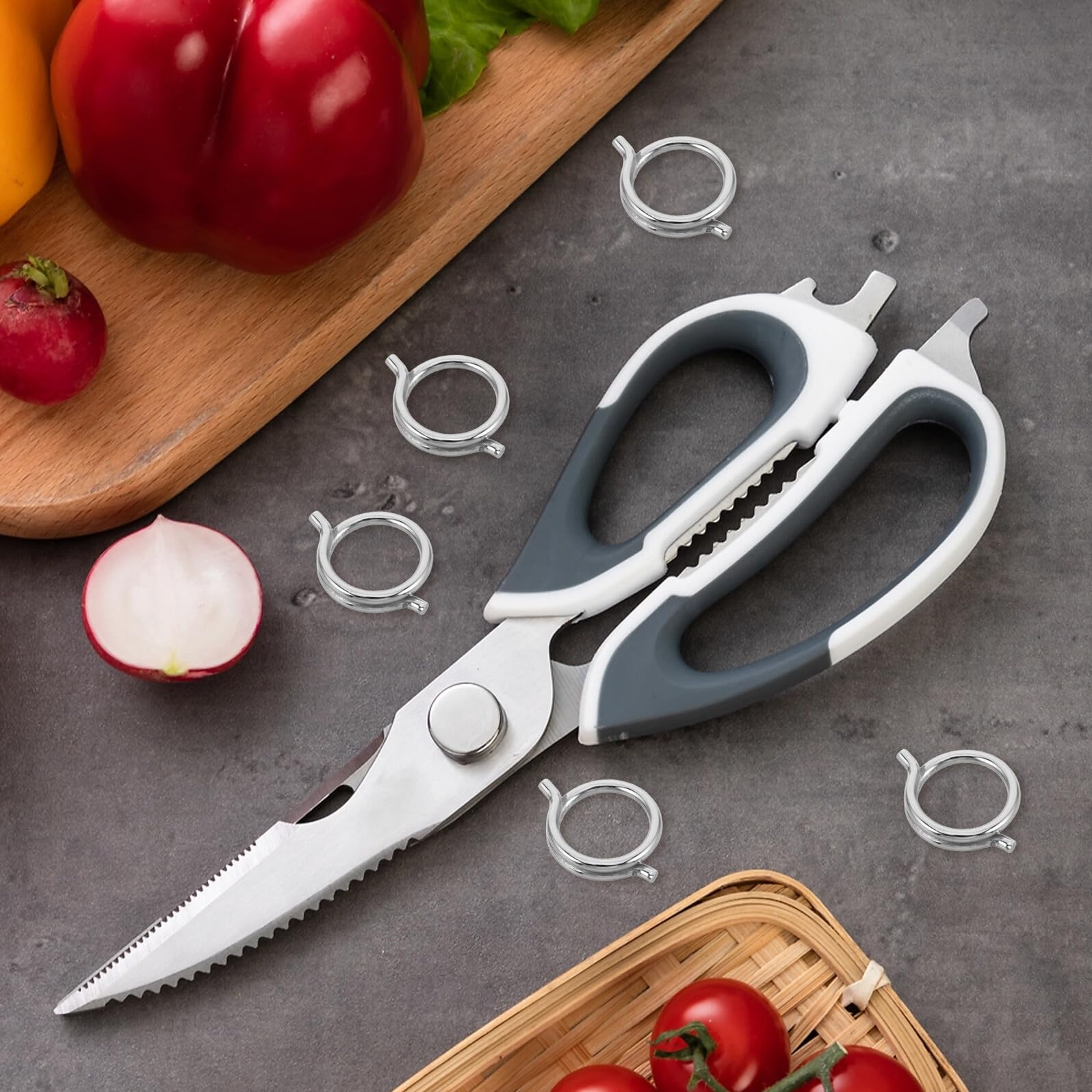 BESPORTBLE 15 Resortes de Recorte de Resortes de Acero para Tijeras de Cocina Rebote Automático, Resistentes para Tijeras de Aves y Carne en Restaurantes y Cocinas