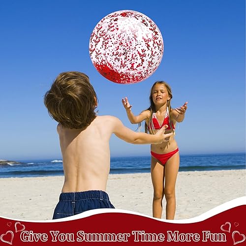 Miniatura 7 de TURNMEON Paquete de 5 pelotas de playa de lentejuelas para la piscina, juguetes de 16 pulgadas, 24 pulgadas, con purpurina, inflables,