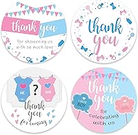 Vista 17 de Calcomanías de agradecimiento para baby shower, juego de 80 calcomanías de agradecimiento por venir, calcomanías preimpresas para despedida
