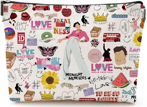 Harrys House - Bolsa de maquillaje con cremallera bolsa de cosméticos regalo para amantes de la música mercancía bolsa de viaje bolsa de aseo