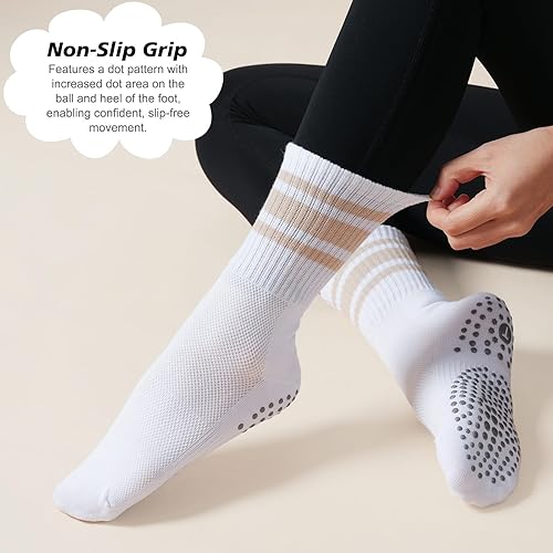 Vista 2 de Calcetines de entrenamiento de pilates para mujer, calcetines de yoga antideslizantes con agarre para barre hospital, calcetines pegajosos