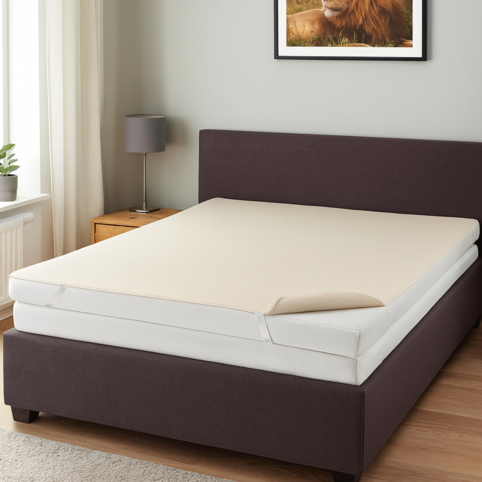 sleepling Molton Topperschoner 200x200 cm, 100% Baumwolle, Matratzenauflage für Topper, Atmungsaktiver Topperbezug 200x200cm, Eckgummis, Rutschfest, Made in Germany, OEKO-TEX 100, Kochfest bis 95 Grad