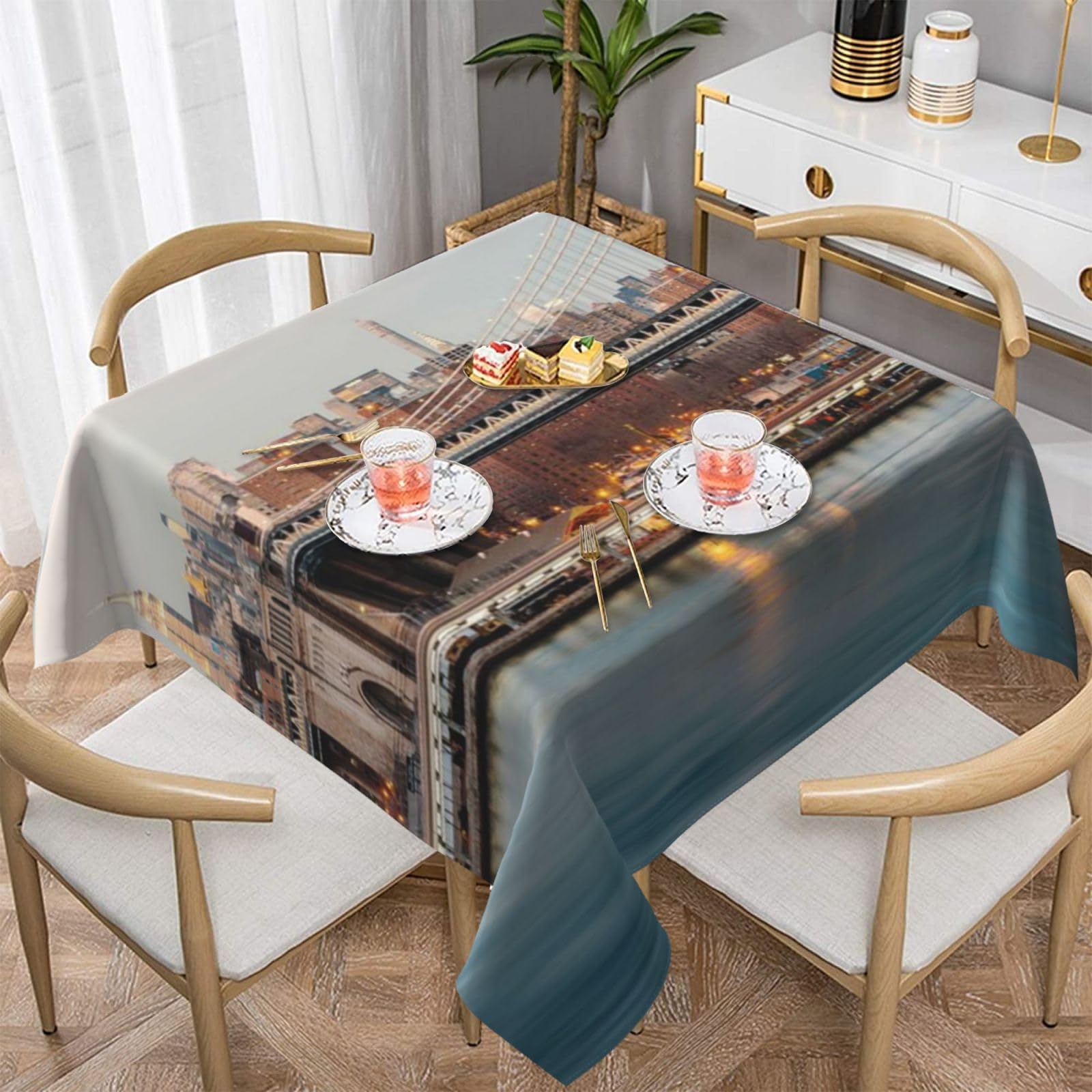 Nappe New York pour pique-nique et repas en famille nappe carrée 137 cm