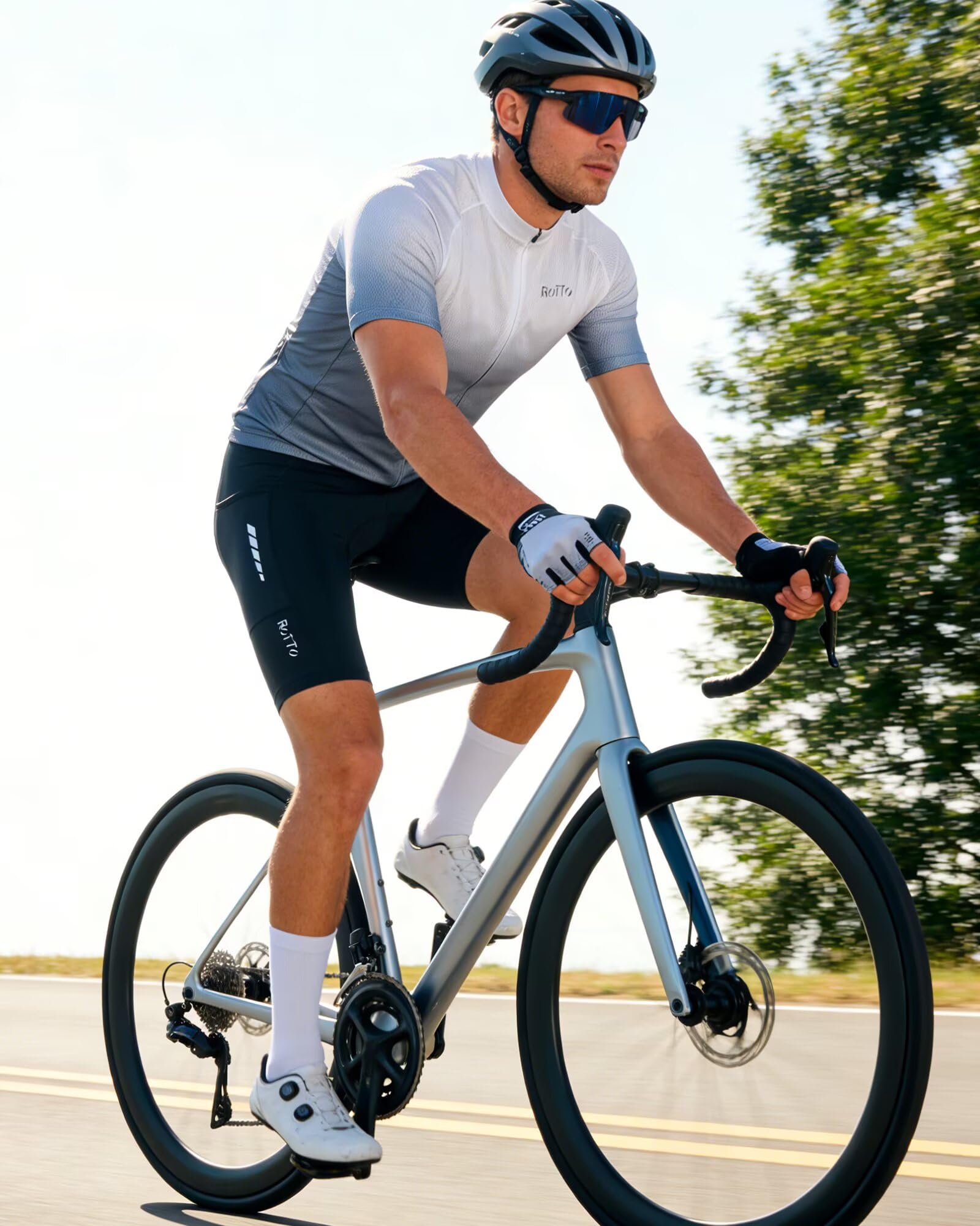 ROTTO Maglia Ciclismo Uomo Estiva Magliette Bici Manica Corta Serie di Colori Sfumati