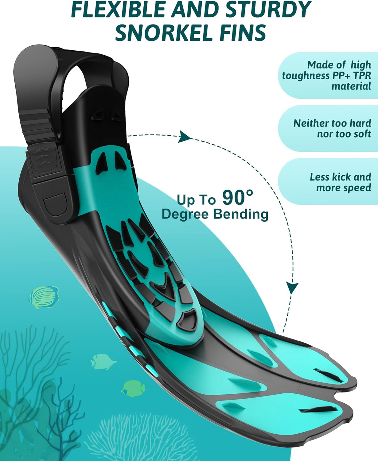 Mask Fins Snorkeling Gear for Adults, Full Face Snorkel Mask & Adjustable Swim Fins Snorkel Set, Panoramic View Snorkel Mask Dry Top Anti-Fog Anti-Leak - Image 4