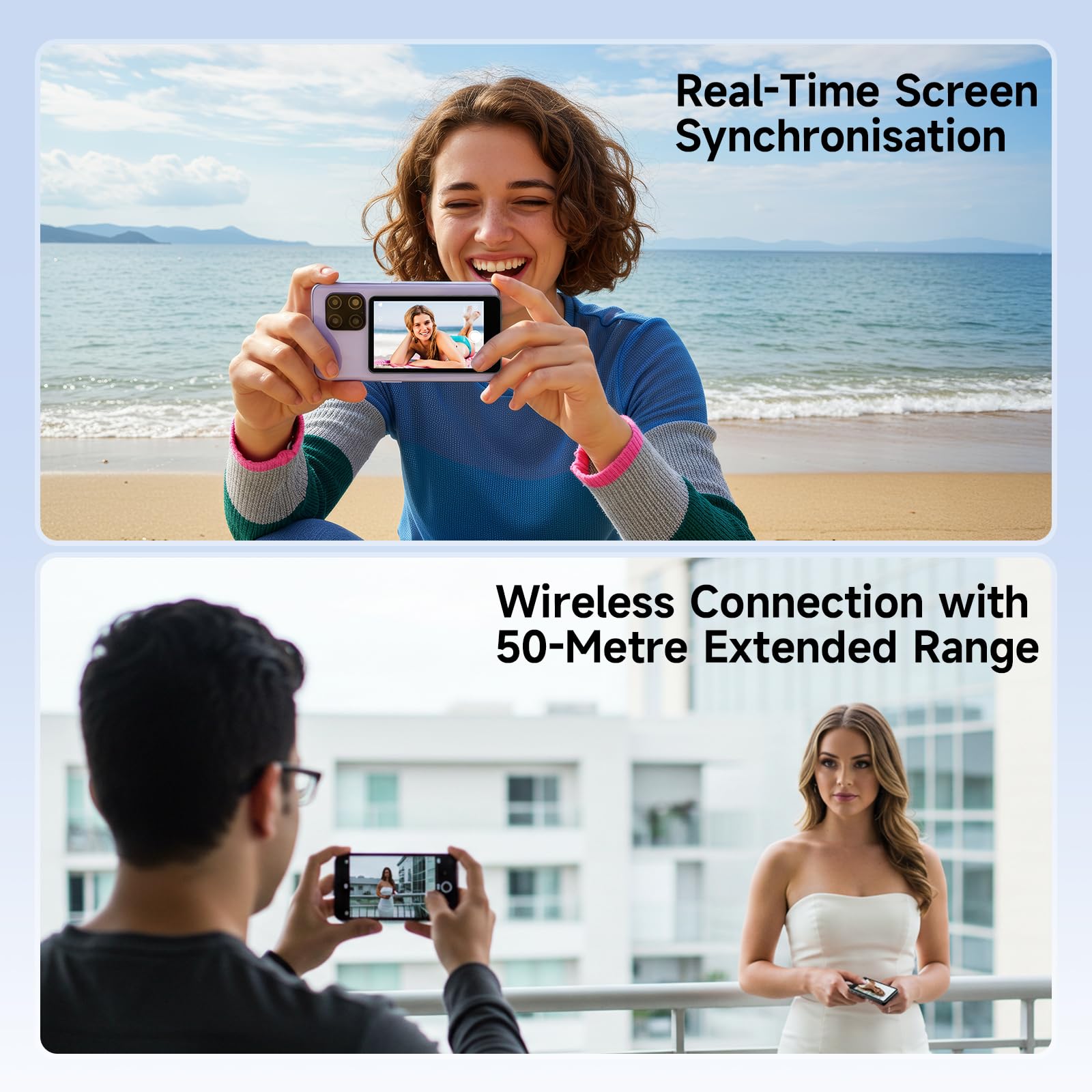 Rollei Easy Creator ekran monitora do selfie do telefonu, 10.1 cm, magnetyczne akcesorium do tylnej aparatu, kompatybilne z iPhone'em i Androidem, do TikTok, transmisja na żywo, vlogowanie
