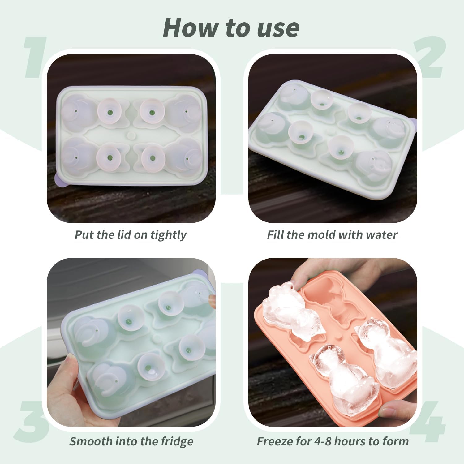 3D Kitten Ice Cube Tray,BPA-Free Ice Cube Molds,Multifunctional Chocolate Mold Great for Jelly, Candy, Whiskey, coffee,soda,Kitchen Accessaries (Pink) image 5