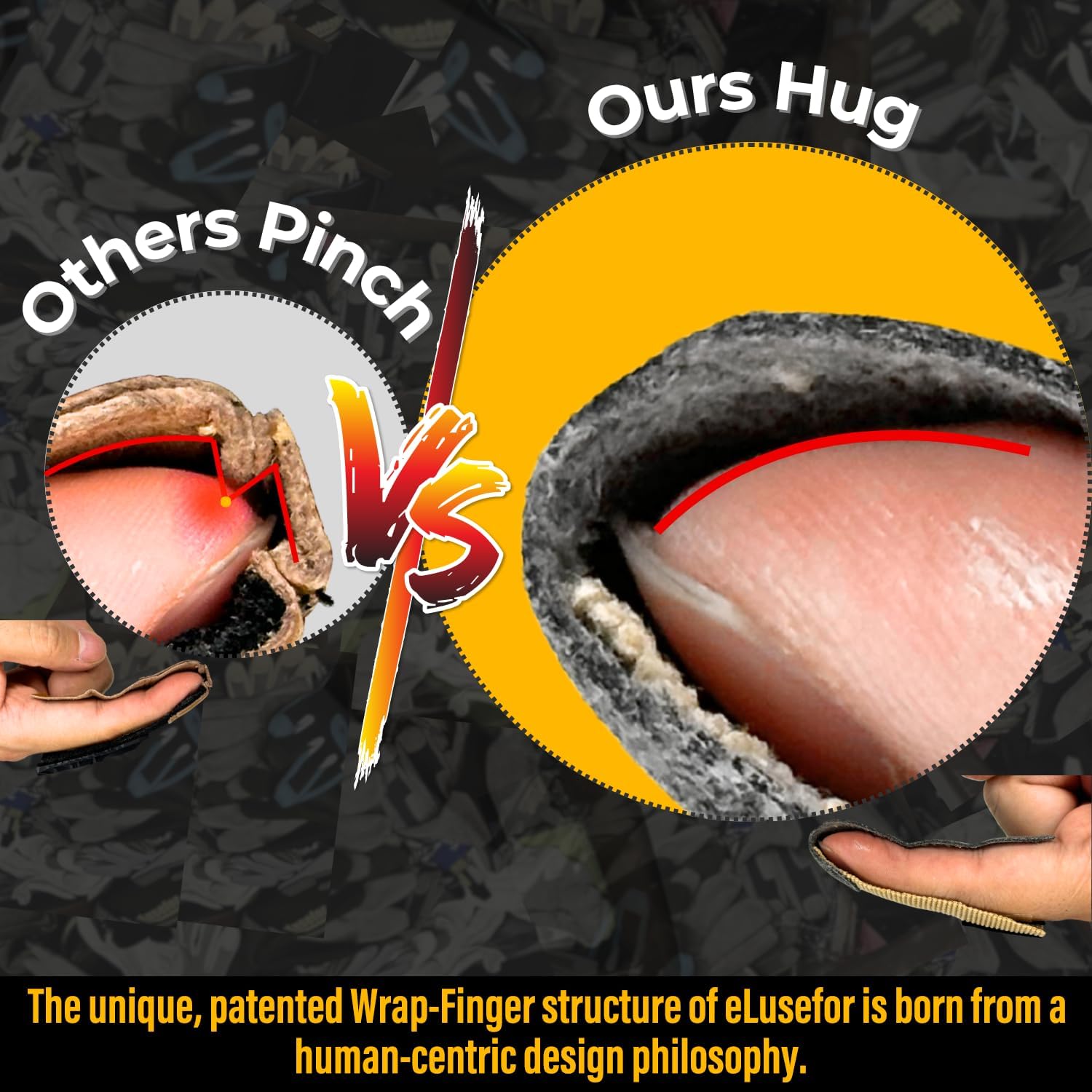 eLusefor Natural Tactile Shooting Glove: Seamless Wrap-Fingers Design, 360° Touchscreen Freedom, Customizable Badge Wolf Grey X-Large