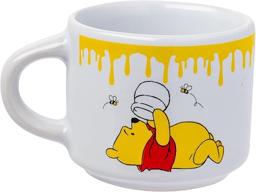 Miniatura 11 de Silver Buffalo Disney Winnie the Pooh Honey Hunny Drips - Juego de 4 tazas pequeñas apilables de cerámica para expreso, 3 onzas