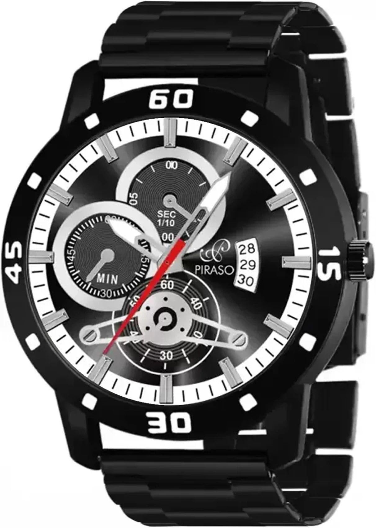 PIRASO Analog Watch Date Display Black DIAL and Black Chain (Watch for Men) Analog Watch - for Men