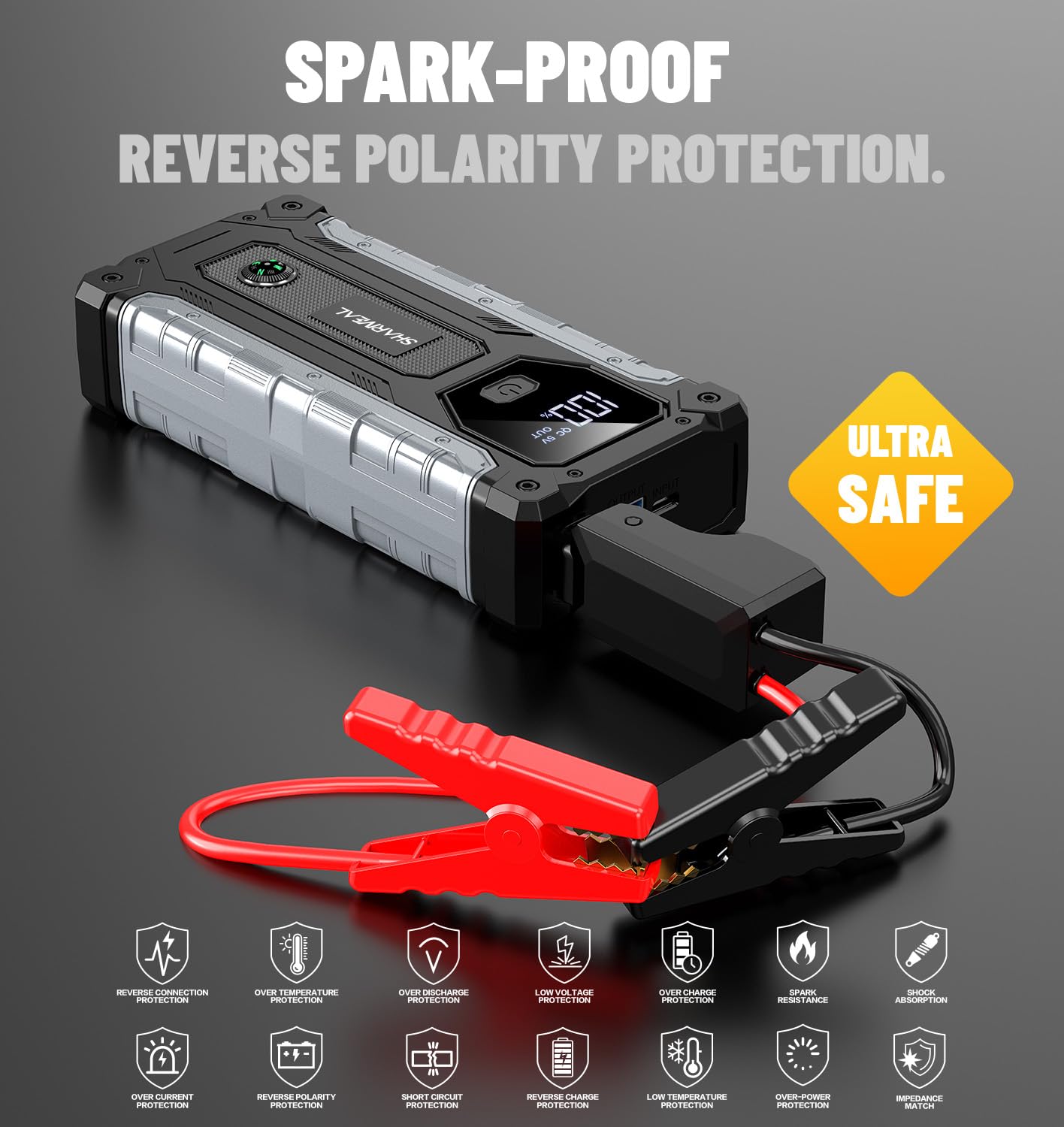 Sharmeal Car Jump Starter 5000A Jump Starter Battery Pack for 10 0L Gas and 9 0L Diesel 12V — view 3