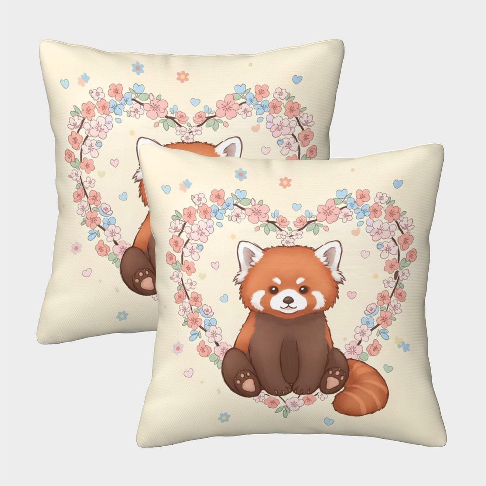 QFVANSIYO 3D Printed Cute Red Panda Pillowcase Microfiber Bedroom Decor Red Panda Pillow Cover Soft Breathable for Home 40x40cm
