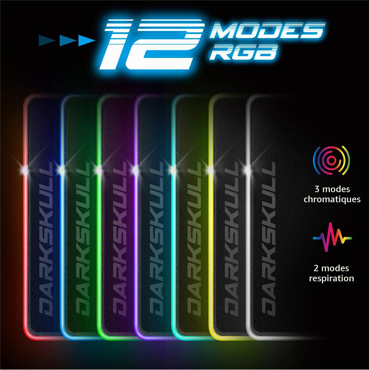 Grand Tapis de Souris Gamer XXXL RGB (900x400 mm) + Hub 4 Ports USB Inclus | 12 Modes de Rétroéclairage | Base Antidérapante en Caoutchouc | Gaming Mousepad Lumineux Ergonomique pour PC