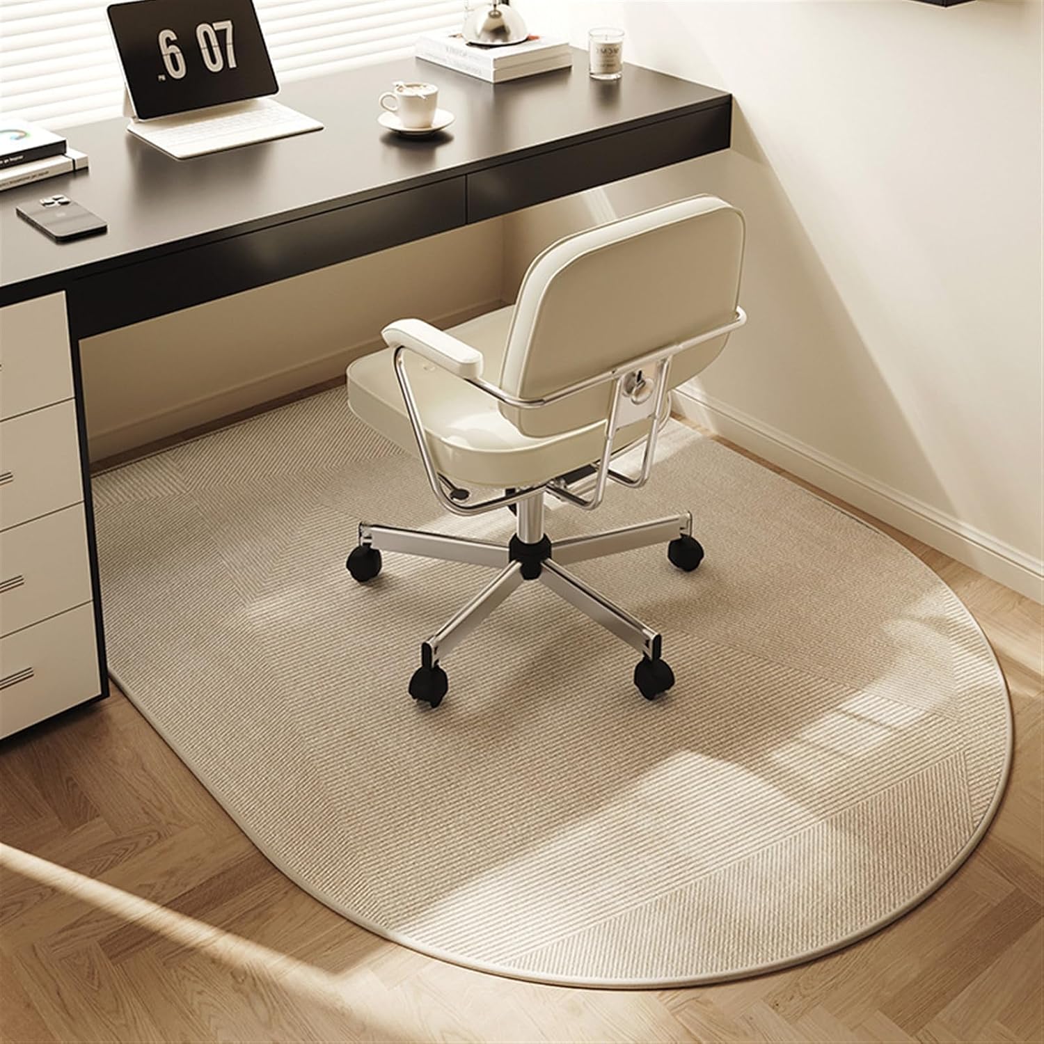 Office Chair Mat for Carpet and Hardwood Floor 47" x 31" Desk Anti-Slip Multi-Purpose Floor Protector Rug for Rolling Computer Chair Mat Beige