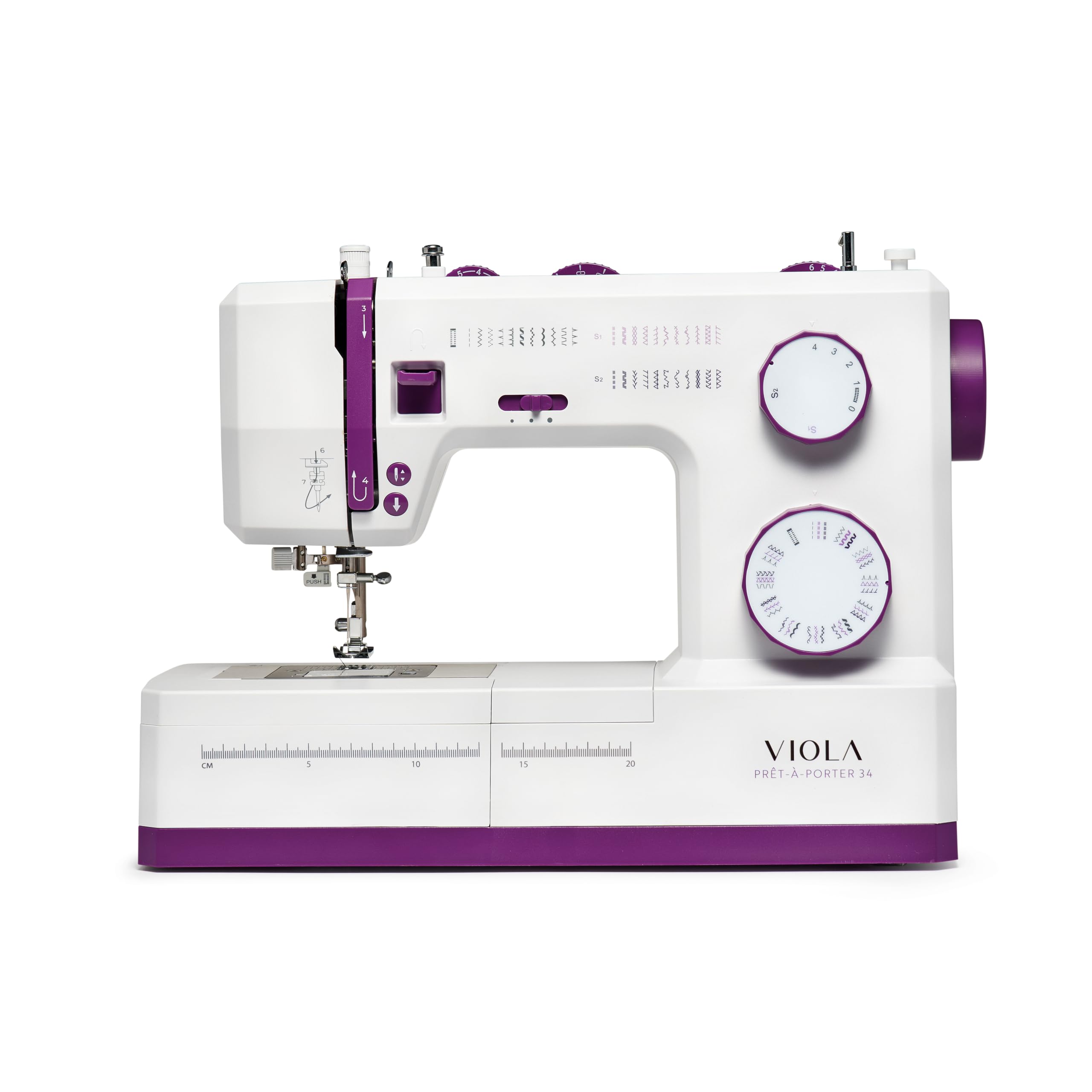 VIOLA Prêt-à-Porter Nähmaschine (Exklusive Edition) Nähmaschine mit 34 Nähprogramme, Servomotor, Nähmaschinen für dicke Stoffe, Jeans Jeans Nähen, Automatischer Einfädler