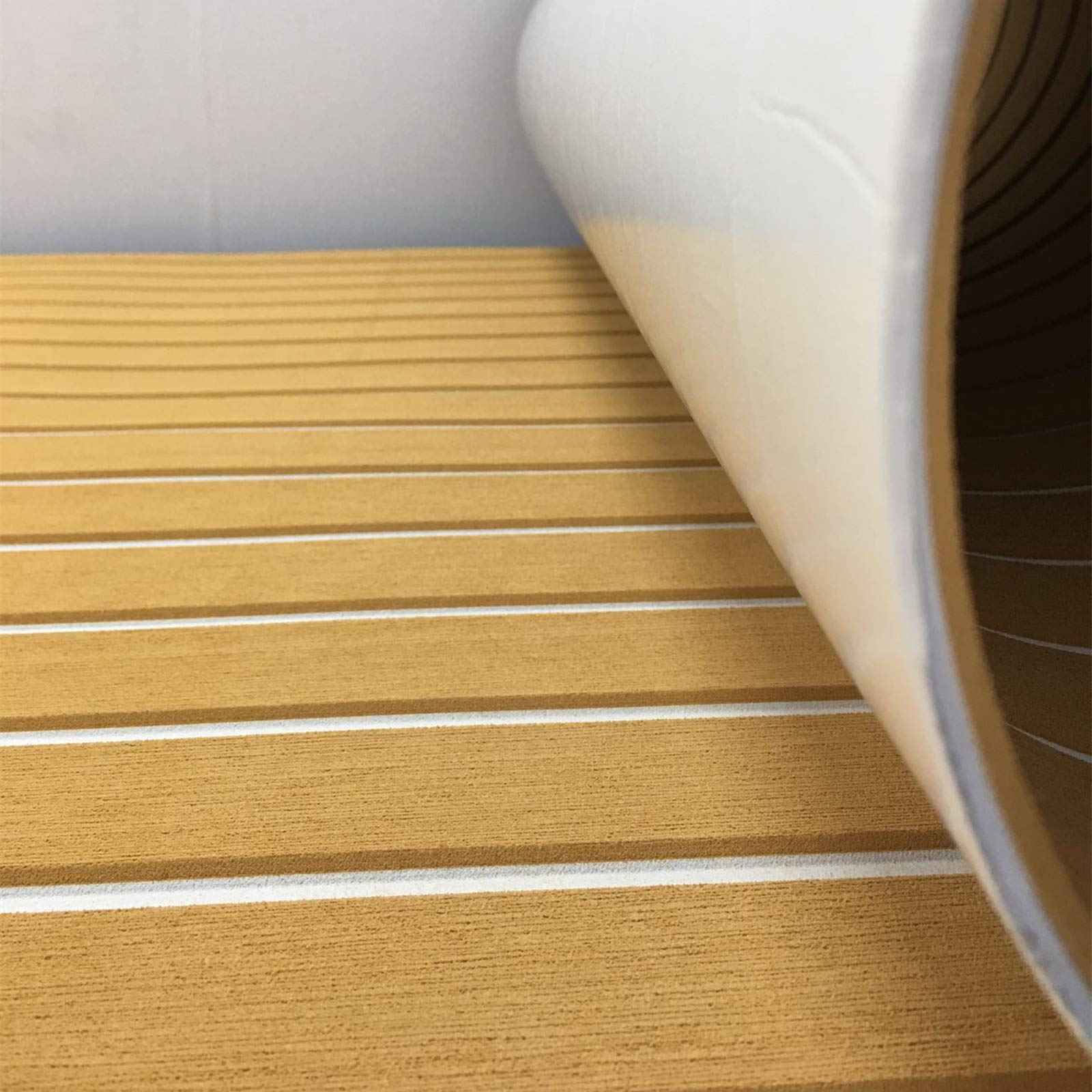 90x240cm Eva Schiuma Teak Sintetico Marino Pavimentazione Barca Tappetin Antiscivolo Autoadesiva Tappeto Imbottitura per Decking della Barca,Piattaforma da Nuoto