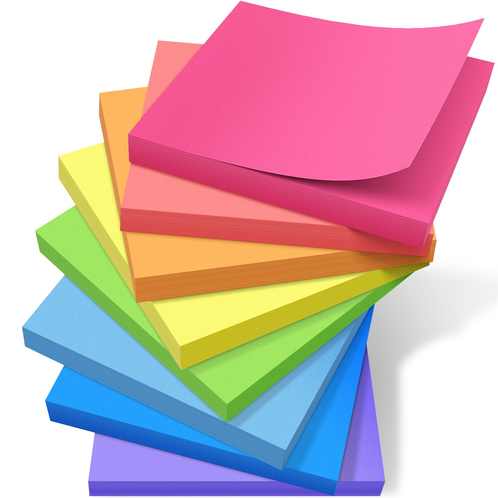 Sticky Notes 3x3 in, 8 Pads Self-Stick Notes with Bright Colors (80 Sheets/pad), Easy to Post Sticky Note Pads for Home, Office, School Classroom Supplies