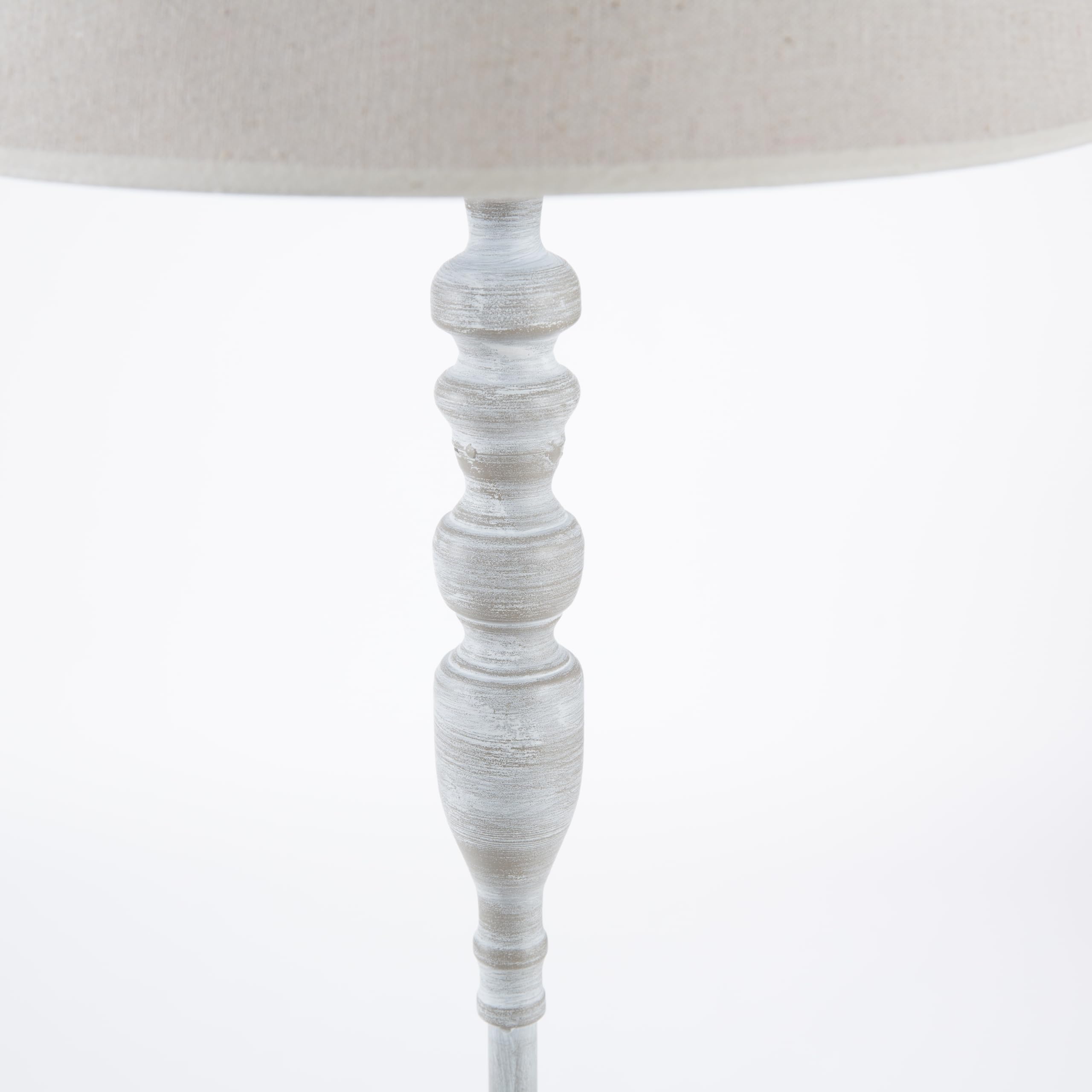 DiKasa Lampada da Terra Classica con Paralume in Tessuto Beige e Base in Metallo Grigio, Design Elegante e Minimal per Soggiorno Camera da Letto e Angolo Lettura 38x154 cm