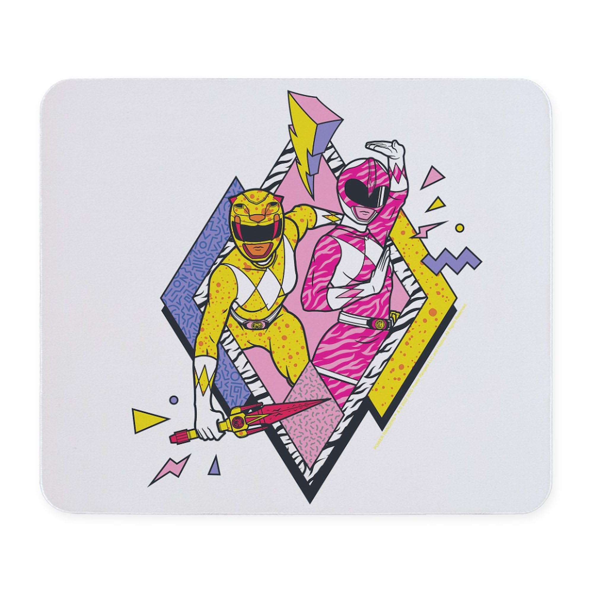 CafePress Power Rangers Yellow Ranger and Pink Ra Non-Slip Rubber Gaming Mousepad