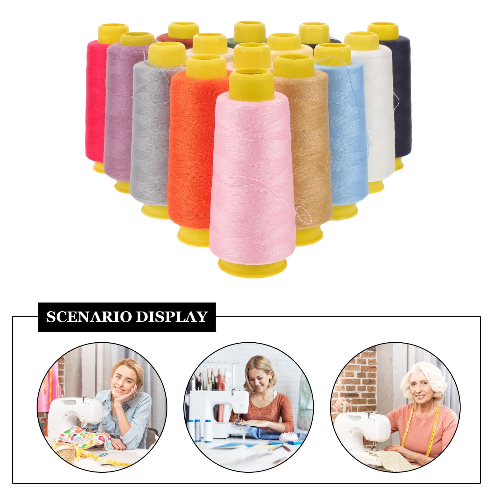 TOPBATHY Kit de Hilo para Máquina de Coser 16 Piezas Hilo de Poliéster de 2000 Yardas Colores Variados Resistente y Multiusos para Costura Acolchado y Bordado a Mano o Máquina
