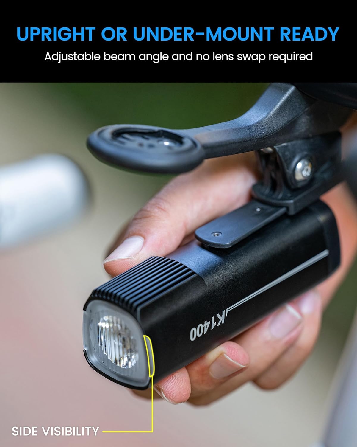 RAVEMEN K1400 Bike Headlight, 1400 Lumen Bike Front Light with Auto ON/Off and Sensor for High/Low Ambient Light IPX7 Waterproof USB C for Day Night Riding, 2 Mounting Options