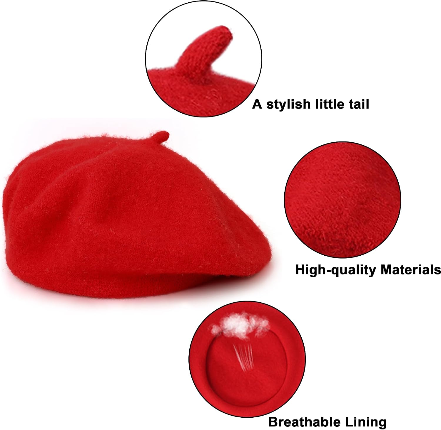 Classic French Beret Hat for Women - Solid Color Warm Beanie Hat Artist Painter Fancy Dress Costumes