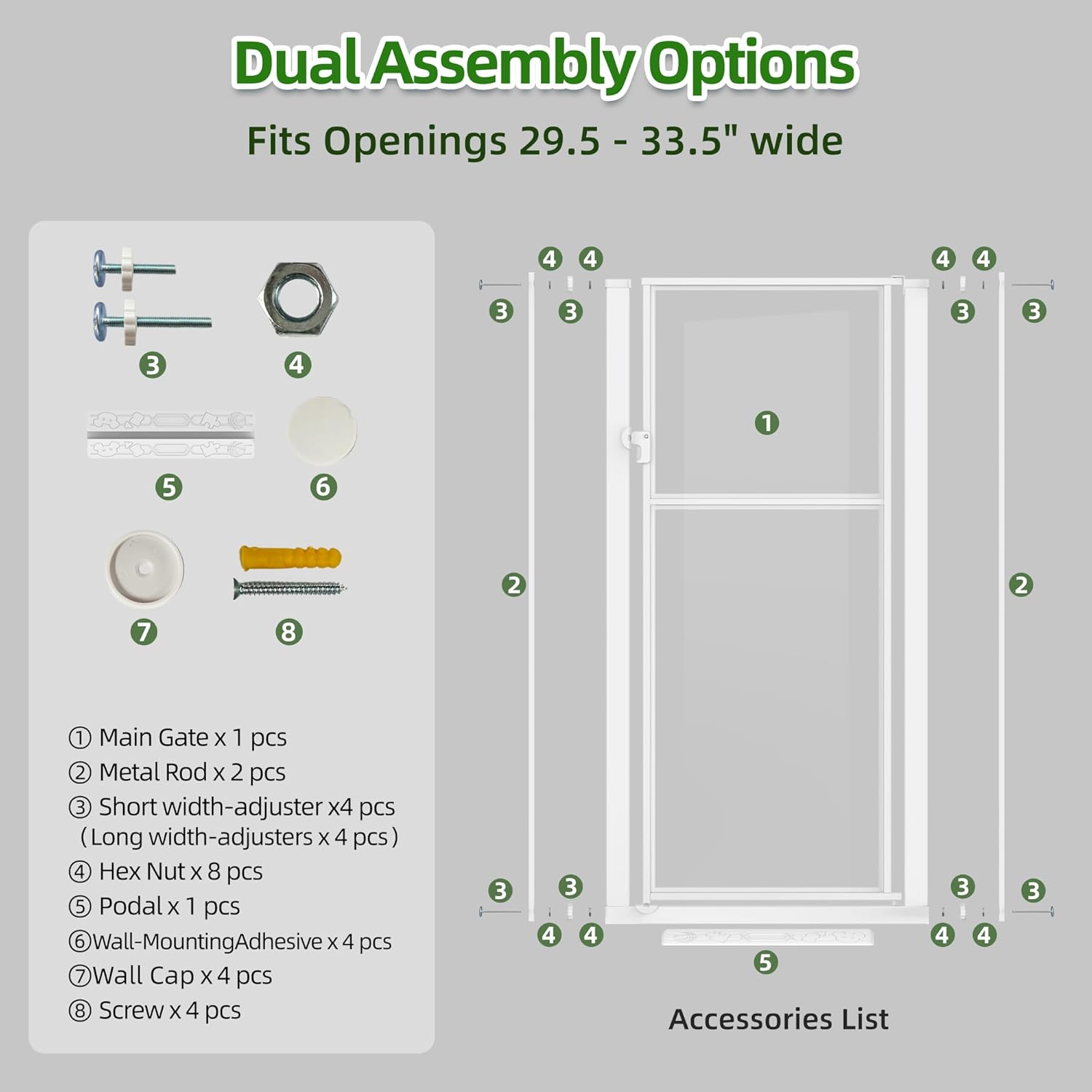 56" Extra Tall Baby Gate,Pressure Mount Clear Acrylic Cat Gate for Doorways,No Drilling Dog Gate Indoor,29.5-33.5" Wide Pet Safety Barrier for Hallway House-White S WHITE-S