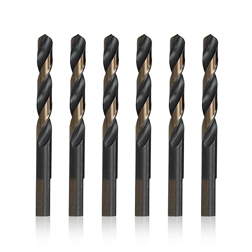 Drill America - Broca mecánica de acero de alta velocidad con vástago de 3 planos (116 - 12 pulgadas) punta dividida de 135 grados, acabado negro y