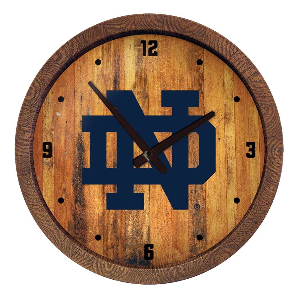 The Fan-Brand Notre Dame Fighting Irish Faux Barrel Top Clock, Gloss/Logo - Team Bar Sign Décor: Home, Dorm, Garage, Office, Fan Cave