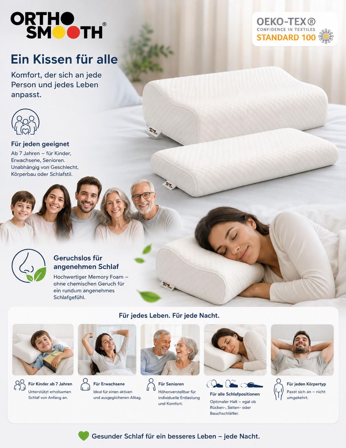 Cuscino in memory foam, 10 in 1, trasformabile, altezza regolabile da 4 a 18 cm, cuscino ergonomico per cervicale per tutte le posizioni di sonno