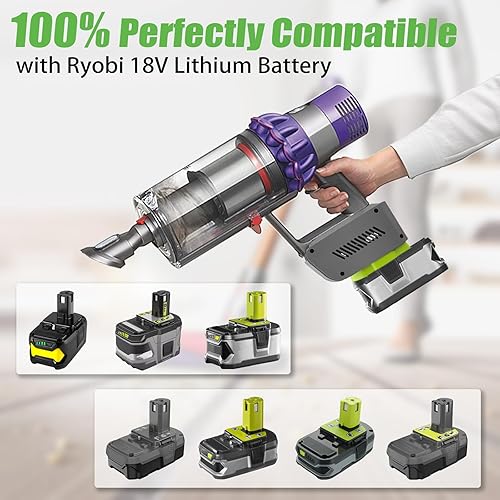 Miniatura 3 de ASUNT para Ryobi a para Dyson V10 Adaptador de batería, convertidor V10 para batería Ryobi de iones de litio de 18 V a batería V10 y funciona con