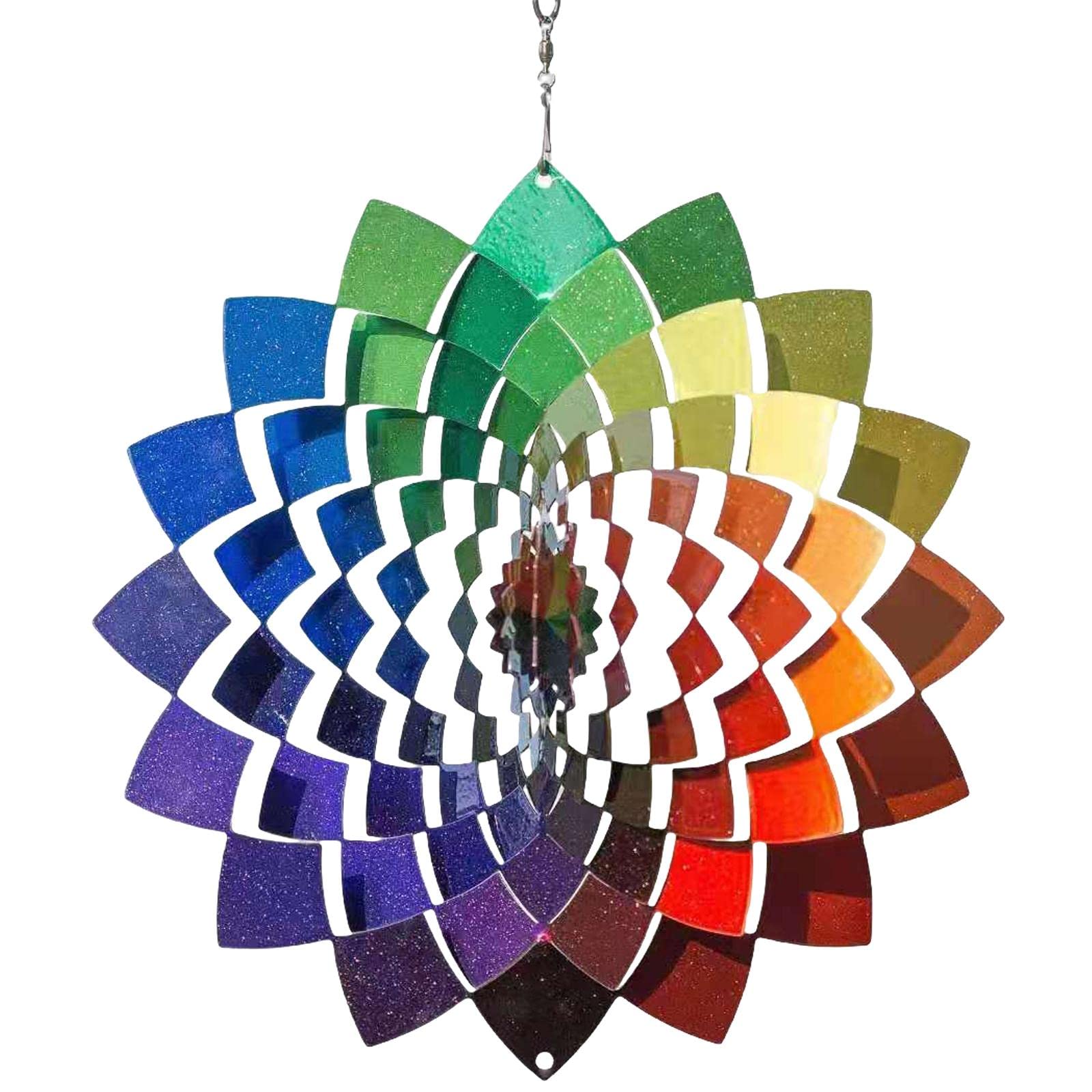 HEAVENGLOW Stainless Steel 3D Wind Spinner Indoor/Outdoor Garden Balcony Ornaments Rainbow-image-39