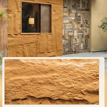 Single-Sided PU Faux Stone Decor Tiles, Interior Exterior Artificial Stone Veneer Panels, Lightweight Watertight Modern 3D Wall Panels for Living Room BathroomE,3pcs-60x120cm