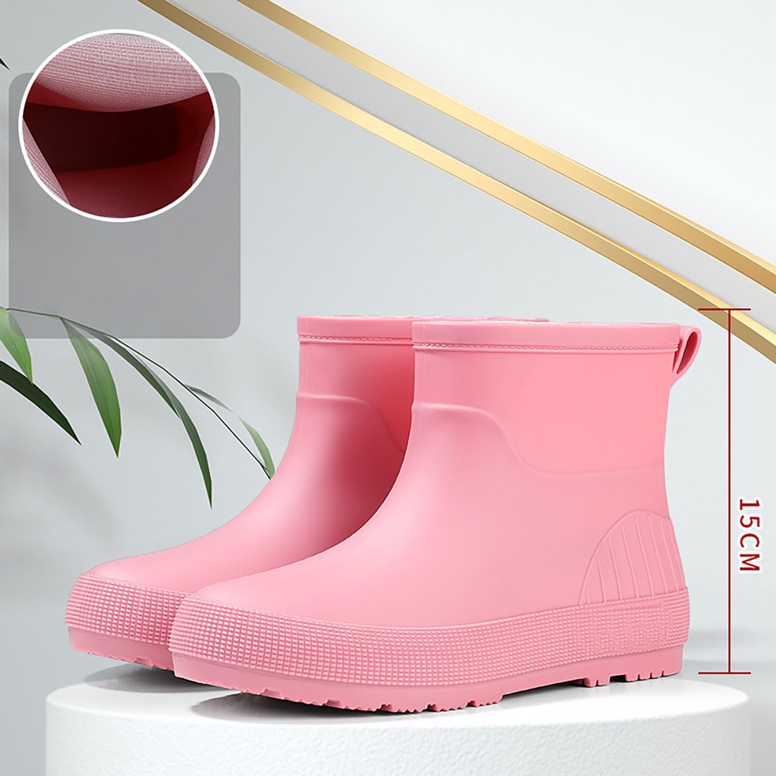 Botas de lluvia para mujer, botas de lluvia, botines de goma Wellington Botines antideslizantes de jardín cortas botas de goma impermeables botines tobillo botas de lluvia