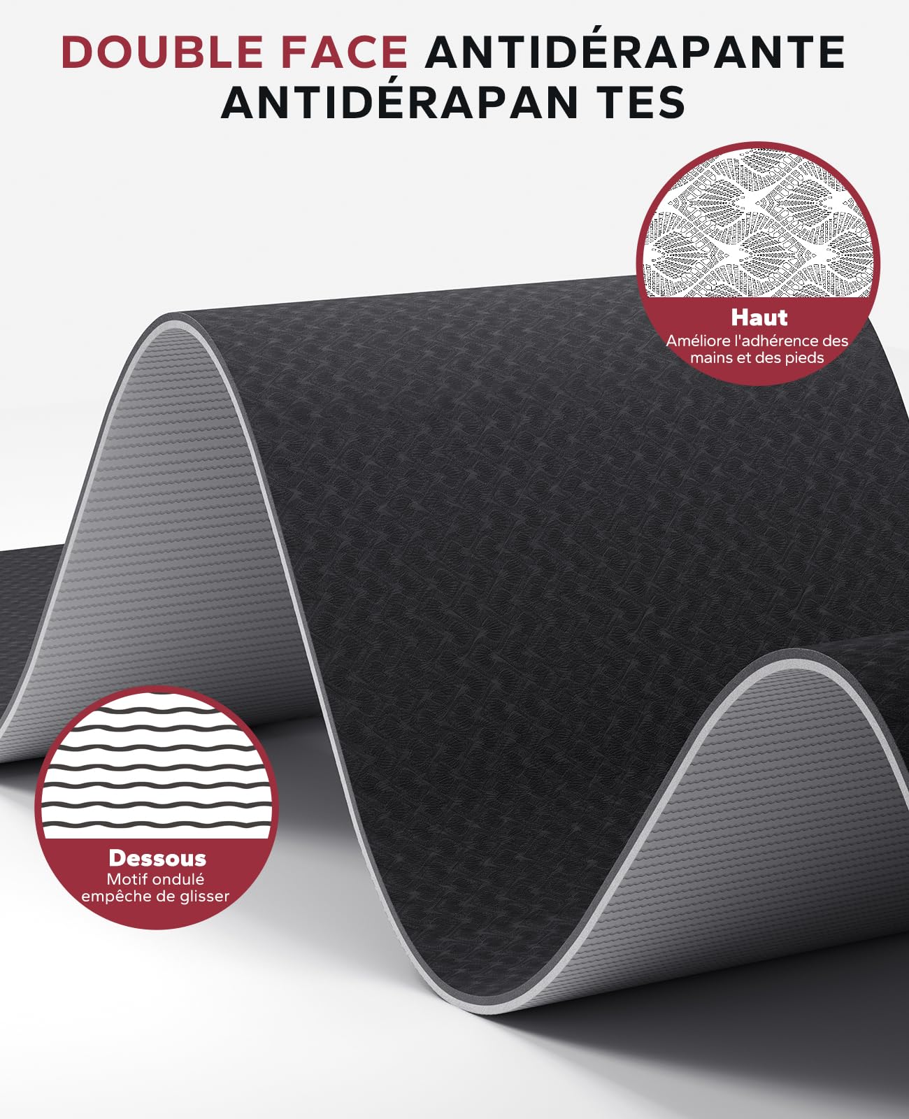 HAPBEAR Tapis de Yoga XXL - 183 cm x 91 cm x 6 mm d’Épaisseur, Tapis de Yoga Extra Large Antidérapant, Tapis de Gymnastique, Tapis de Sport, Tapis de Fitness, Tapis en TPE pour l’Entraînement