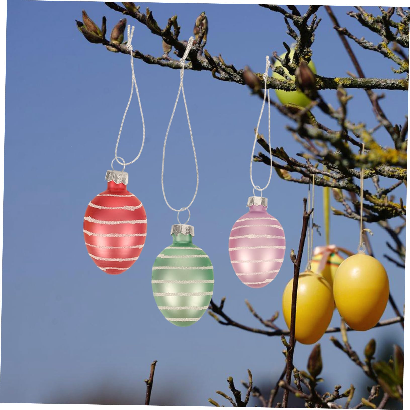 PartyKindom 2 Sätze Glas-Ei-anhänger Eier Vogelnest Easter Egg Decoration Ostern Osterpräsent Hängende Osterdekoration Exquisite Osterdekorationen Zum Aufhängen 12 Stück * 2