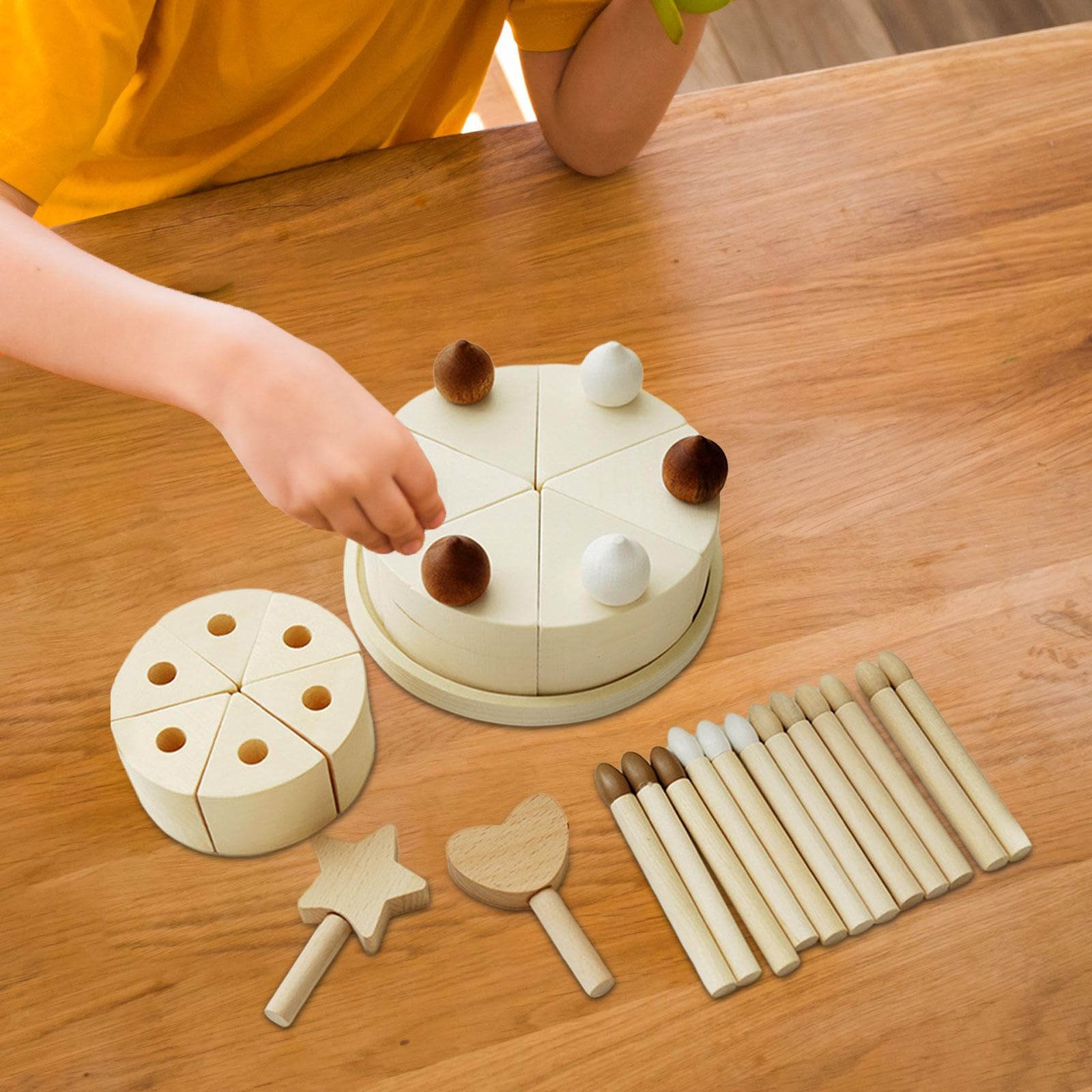 Juguetes de Madera para Cortar Pasteles de Cumpleaños, Pasteles para Fiestas de Cumpleaños, Bricolaje, Cognitivos, Juguetes Educativos Tempranos, Jugu, Doble Capa