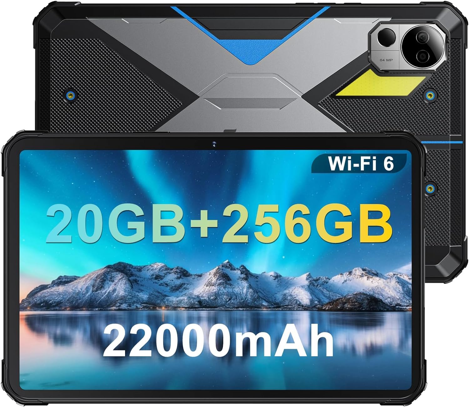 FOSSiBOT DT2 Outdoor Tablet Android 13, 12 GB RAM + 256 GB ROM (2 TB espandibile), Tablet 10,​4 pollici FHD+ 2 K, batteria da 22000 mAh, Tablet PC robusto, IP68 impermeabile, fotocamera da 64