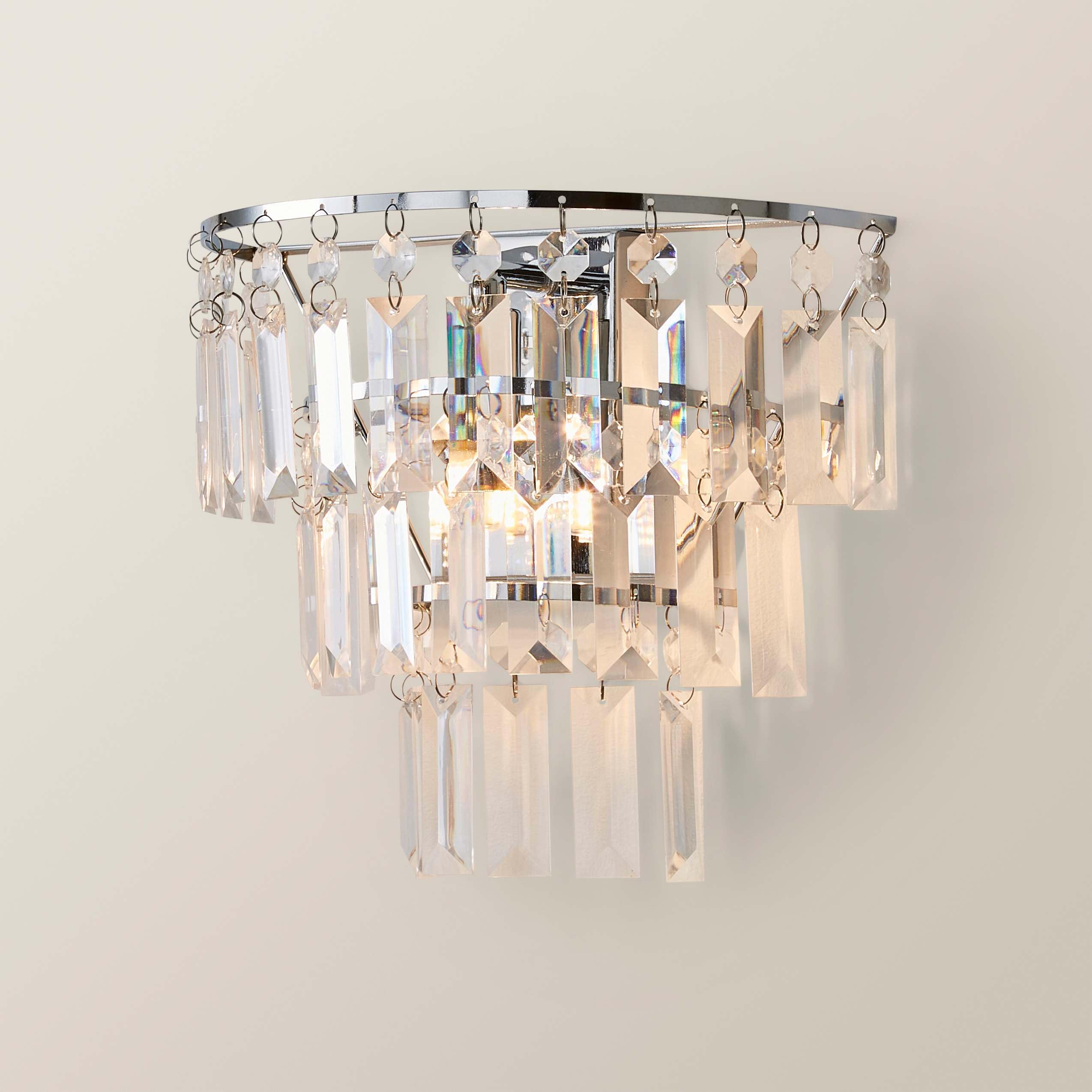 ValueLights - Flush Wall Light - Chrome with Jewel Droplets - Silver