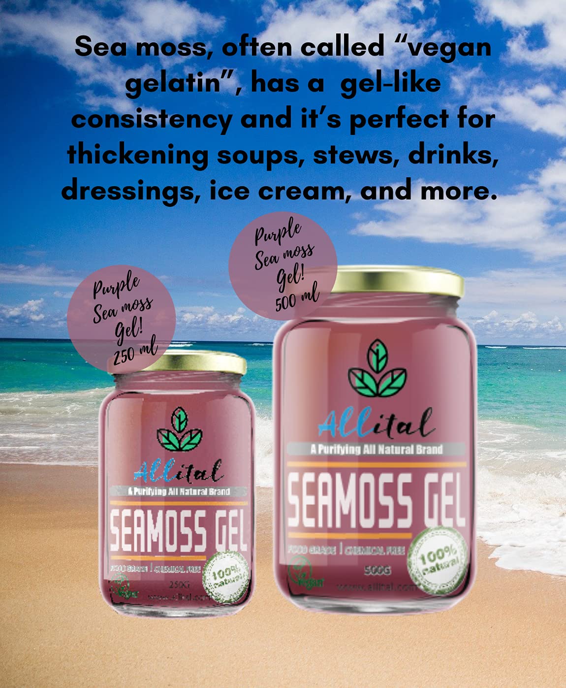 500ml Purple Sea Moss Gel in The UK Wildcrafted in St Lucia Dr Sebi